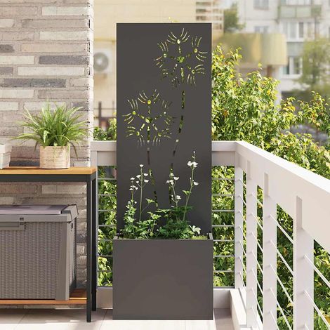 Garten Sichtschutz-Leinwand Floral Schwarz 50 x 32 x 150 cm