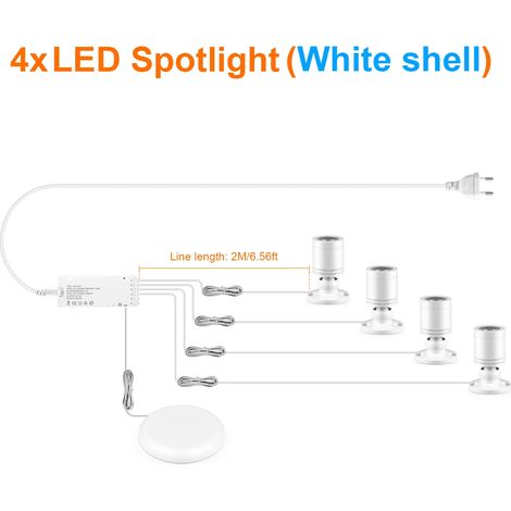 (4 bandes, lumière blanche froide) Spots encastrés, interrupteur tactile à intensité variable, compatible avec la norme européenne 220V. (1/5)