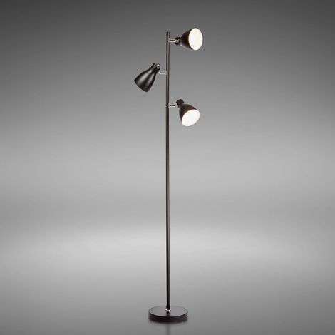 B.K.Licht Lampadaire design LED métal lampe retro sur pied orientable noir 230V (1/5)