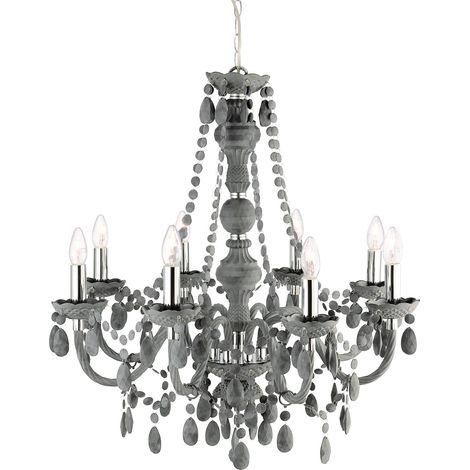 Lampadario Classico Marie Therese Acciaio Cromo Vetro 8 Luci E14 (1/5)