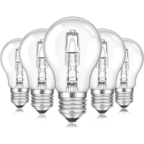Ampoule E27 A55 à intensité variable, lumière blanche chaude, ampoule sphérique transparente E27 A55 adaptée pour plafonnier, lampe de table, applique murale, lampadaire, pack de 5 (1/5)