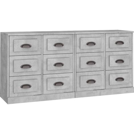 Aparador buffet cómoda mueble almacenaje organizador cocina salón salón juego de 2 madera contrachapada gris 020036881