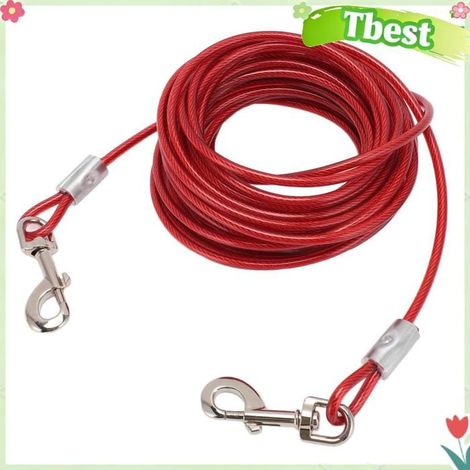 Tbest Câble d’attache pour chien Câble d'attache pour chien, fil animalerie kit Rouge 6 mm x 5 m / 0,24 pouces x 16,4 pieds (1/5)
