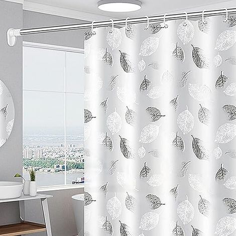 1pc Shower Curtain, 180x200 cm Shower Curtain, Anti-Mold Shower Curtain - White Washable Sheet Curtain - with 12 Curtain Hooks - for Home, Hotel, Bathtub (1/4)