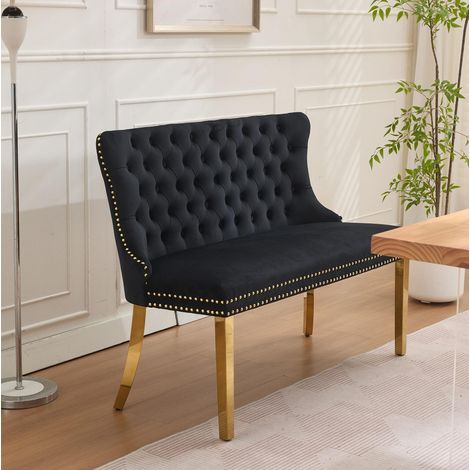 Taburete de bar de terciopelo negro, respaldo alto, estructura de madera, altura regulable,58×116×89.5cm (1/5)