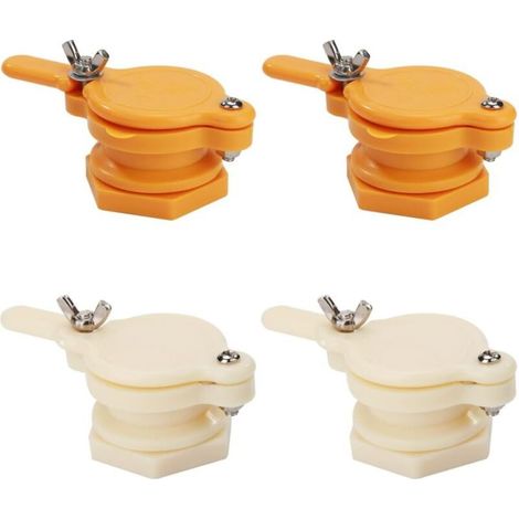 Set mit 4 Honigschleuderventilen, Honigschleuderhahn, robustes Honigventil für 5-Gallonen-Eimer, Honigschleuderausrüstung, Imkereibedarf (2 gelbe + 2 blaue) (1/5)