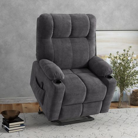 Poltrona reclinabile con funzione di sollevamento assistito per anziani, telecomando incluso, 144 cm x 91 cm x 88 cm, grigio scuro. (1/5)