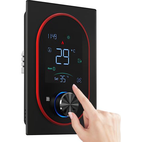 Thermostat intelligent pour chauffe-eau électrique, chaudière à gaz et climatisation, avec écran tactile numérique VA et bouton de réglage. Programmation hebdomadaire 5+1+1 : mode manuel, automatique (1/2)