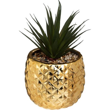 Kunstpflanze Ananas H21cm - Golden