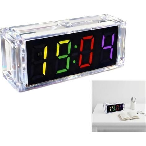 Horloge numérique LED à Quatre Chiffres à Monter soi-même, kit de Soudure électronique, avec Affichage RGB, Format 12/24 Heures, Alarme, chronomètre et Compte à rebours, kit éducatif (1/5)