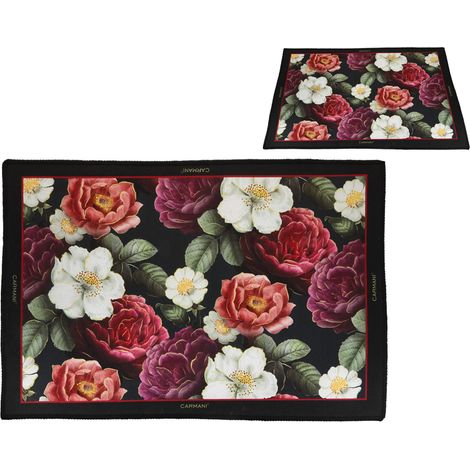 Carmani, tappeto da comodino 60x40cm - fiori (1/2)