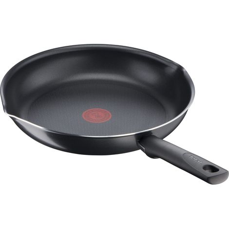 Tefal Day By Day ON B56406 Padella, 28 cm, Forma profonda, piano cottura a gas, elettrico e in ceramica, facile da pulire, alte prestazioni, rivestimento antiaderente, beccuccio, segnale termico, nero (1/5)
