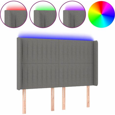 Maison Exclusive - LED Kopfteil Dunkelgrau 147x16x118/128 cm Stof (1/5)