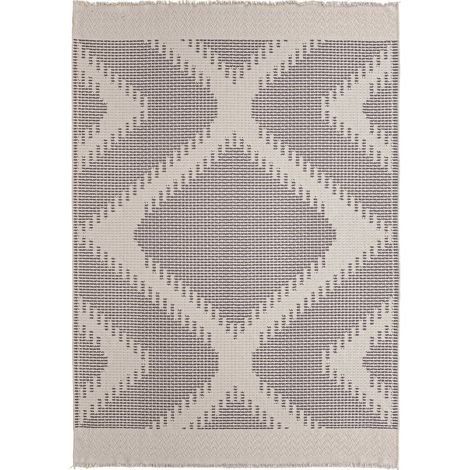 Tapis contemporain marron beige en polyester doux et coton viscose - Marron et beige naturel (1/5)