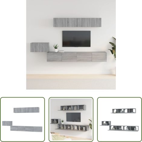TV-Schrank Set -  5-tlg. TV-Schrank-Set Grau Sonoma Holzwerkstoff (1/5)