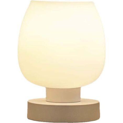 Lampe de Chevet Tactile - Lampe de Table Intensité Variable 3 Voies pour Chambre à Coucher, Salon, Abat-Jour en Verre Opale, Ampoule LED Incluse, Blanc [Classe énergétique F] (1/5)