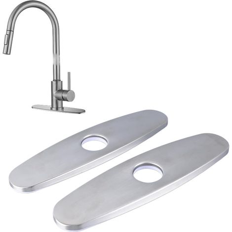 Couvercle De Trou D'évier 2 Pièces, Plaque De Pont De Couvercle De Trou, Plaque De Robinet Extractible en Acier Inoxydable, Entretien Facile, Anti-Fuite pour évier De Cuisine (1/5)