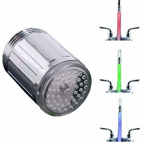 Robinet D'Eau Led Coloré,Lumineux à Led Embout de Robinet,3 Couleur Sensible À La TempéRature Led Robinet D'Eau,Pour Dans Les Restaurants,Maisons,HôTels,Salles de Bains,Accessoires de Cuisine,Durable (1/5)