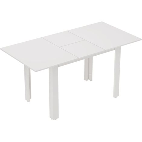 Gain de place pour 4 à 6 personnes, table à manger extensible blanche avec mécanisme papillon (1/5)
