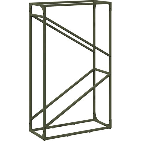 Portant de bois chauffage vert olive 60x25x100 cm