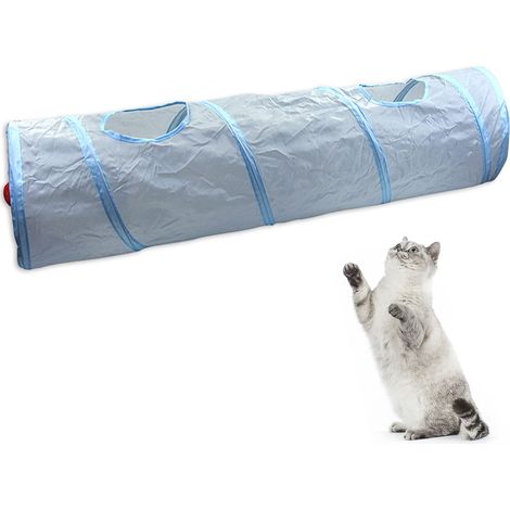 Túnel plegable y retráctil para gatos de interior con agujero de observación y escondite, juguetes para gatos con pelota. (1/4)