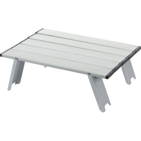 Table de camping, pliable, portable, en aluminium, mini, compact, pour le camping, le pique-nique, le plein air, les voyages, la plage, 39.5x28x12cm(Argent)