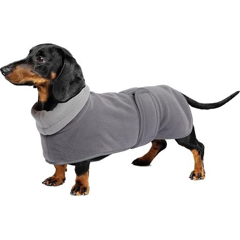 Cappotto in pile per cani, maglione caldo con colletto alto, giacca per cani piccoli e medi con cintura regolabile - Grigio - S (1/5)