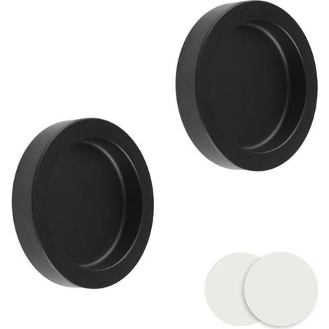 2 Poignées de porte rondes invisibles en aluminium pour tiroirs et armoires (noir) (1/4)