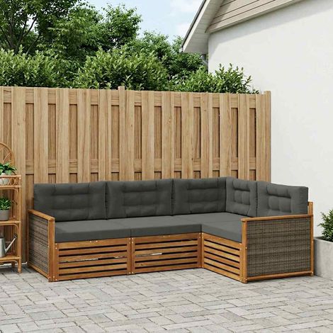 vidaXL Outdoor-Sofagarnitur mit Kissen 4 pcs Natur und Anthrazit (1/5)