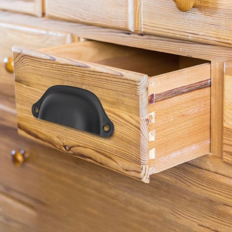 Poignée de tiroir longue et rectangulaire en forme de coquillage, 9735 mm, poignée de style antique, armoire à pharmacie, minimaliste moderne, style rétro chinois semi-circulaire, poignée en tôle noir
