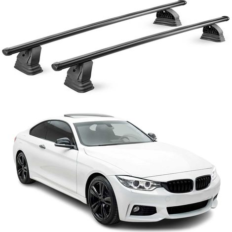 OMAC Stahl Dachträger Querträger Bmw 4er Coupè F32 2013-2020 – TÜV / DIN 75302:2019 – Abschließbar – Max. 75 kg – 2 Stangen – Schwarz (1/5)