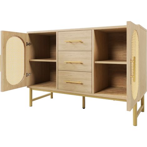 ELVMI Credenza con 2 Ante e 3 Cassetti, Ripiano Regolabile e Kit Antiribaltamento, per Camera e Soggiorno, 120 x 40 x 74 cm (1/5)
