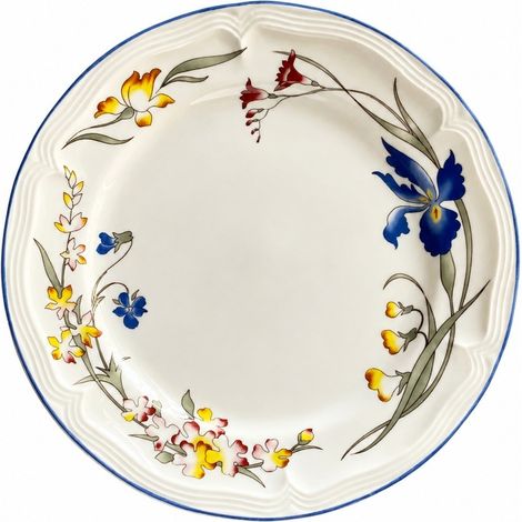 Assiette ronde en céramique de 20 cm, motif floral Villa, vaisselle (1/5)