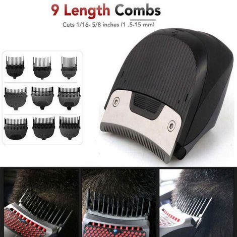 Tondeuse à cheveux sans fil rechargeable, kit de coupe avec 9 peignes, professionnelle, USB, pour coupe de cheveux homme (1/4)