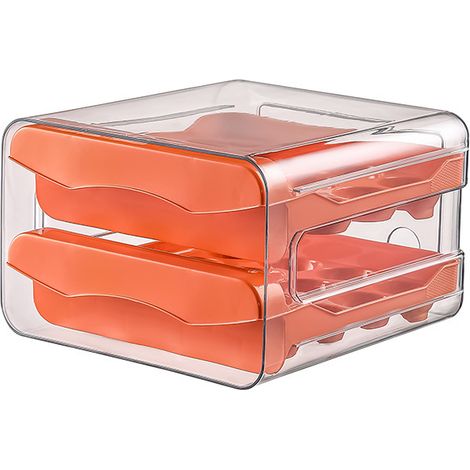 Boîte de rangement pour œufs transparente 32 alvéoles, tiroir empilable double couche, bac à œufs pour frigo et cuisine, organiseur pratique (1/4)