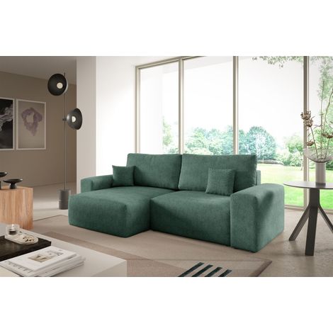 Ecksofa Schlafsofa Sofa ARONA XS in Stoff Centaur Meeresgrün Ottomane Links