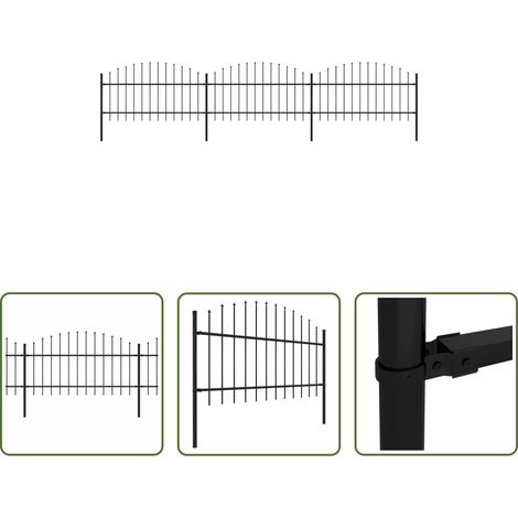 vidaXL Gartenzaun mit Speerspitze - Gartenzaun mit Speerspitze Stahl 537 x 125 cm Schwarz (1/5)