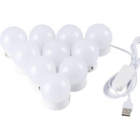 LED-Lampe für Kosmetikspiegel, dimmbar, 3 Farbtemperaturen, 10 Helligkeitsstufen, Zusatzbeleuchtung, USB-Anschluss, sofort einsatzbereit.
