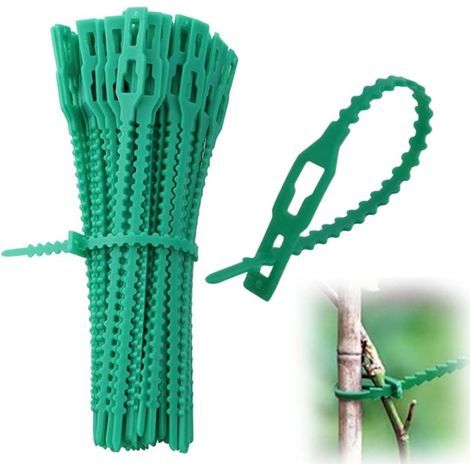 100 pièces Attaches réglables Liens de Serrage en Plastique pour Jardin Serre câbles réutilisables pour Plantes Vertes et arbustes (13cm) (vert) (1/5)