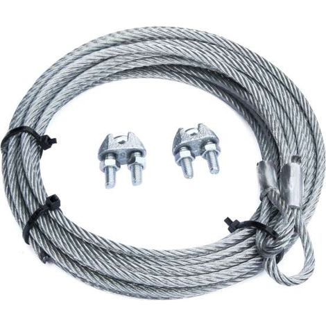 Kit per porte basculanti fune Diam. 4 mm. con gancio ad asola + 2 morsetti