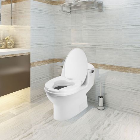 Siège de toilette surélevé 300 lbs - Rehausseur de toilette avec système de fixation ajustable - Support de toilette ergonomique et antidérapant pour toilettes longues (Blanc, 4 pouces)