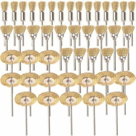 45 Pièces Laiton Brosses Brosses Brosse Métallique Fil De Dremel Proxxon Kit De Polissage Acier Brosses Disques De Polissage Brosse Brosse Ronde Tige À Disque Ø 3,17 Mm (1/5)