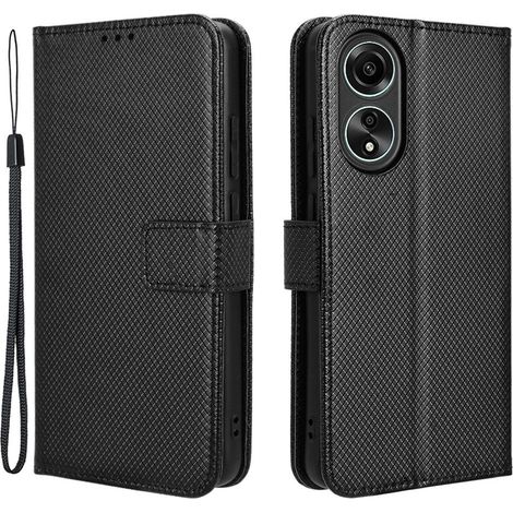 Custodia a libro per Oppo A58 4G, con magnete intelligente, nera (1/5)
