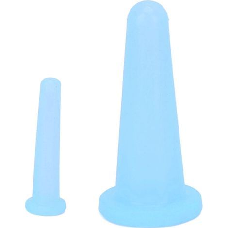 2 PCS Mini Ventouses Visage en Silicone Souple - Appareil de Massage par Aspiration Portable pour Soins à Domicile Bleu (1/5)