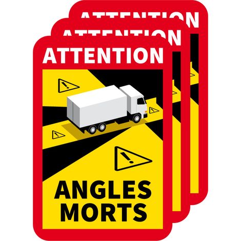 Signaletique.Biz France – Autocollants angles morts poids lourds – Lot de 3 – 17 cm x 25 cm – Conformes aux normes françaises – Adhésif haute visibilité (1/5)