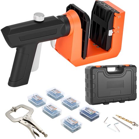 Mophorn Kit de gabarit pour trous inclinés, guide de perçage ajustable 12,7/19/38,1 mm, poignée pivotante à 360°, idéal pour le travail du bois, inclus 260 vis, serre-joint en C et bague de butée (1/5)