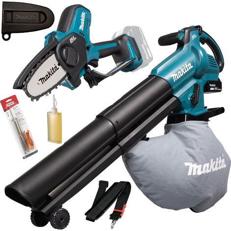 Makita 18v Cordless Chainsaw Pruner + Blower Vacuum Pack + Bag DUB187Z + DUC101Z (1/5)