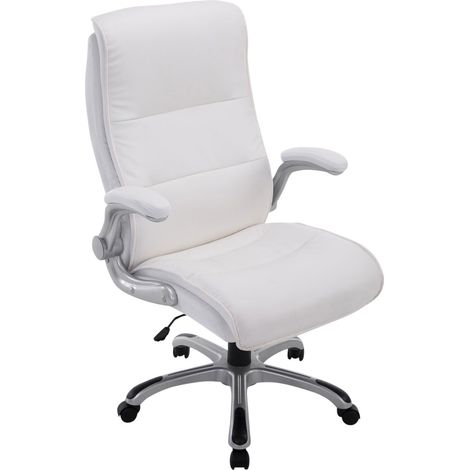 CLP – Chaise de bureau ergonomique en cuir éco – Accoudoirs inclinables – Charge maximale 150 kg – Hauteur réglable 45-53 cm – Couleur blanche