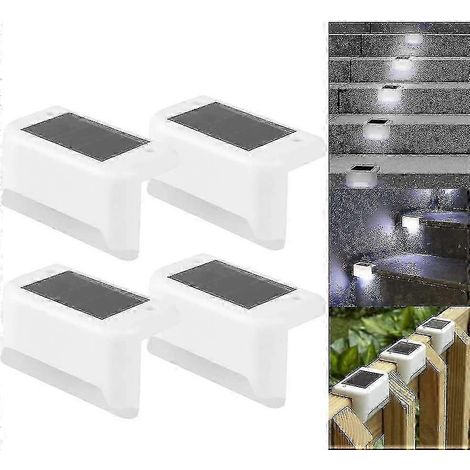 4er-Set LED-Solarleuchten für Terrassen, Treppen und Gartenzäune – Weißes Licht