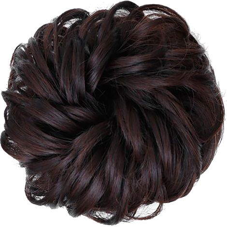 Chignon Bouclé pour Femme, Look Élégant, Cheveux Souples et Fluffy, Boucles Ondulées pour Rendez-vous, Travail Quotidien, Brun Foncé (1/5)